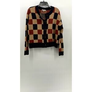 MADEWELL Women's Donegal Midnight Textured Yarn Checkered Colburne Cardigan SZXS